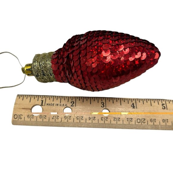 Lot of 8 Sequin Christmas Light Bulb Shape Ornament Colorful Shiny Festive Decor - Picture 10 of 10